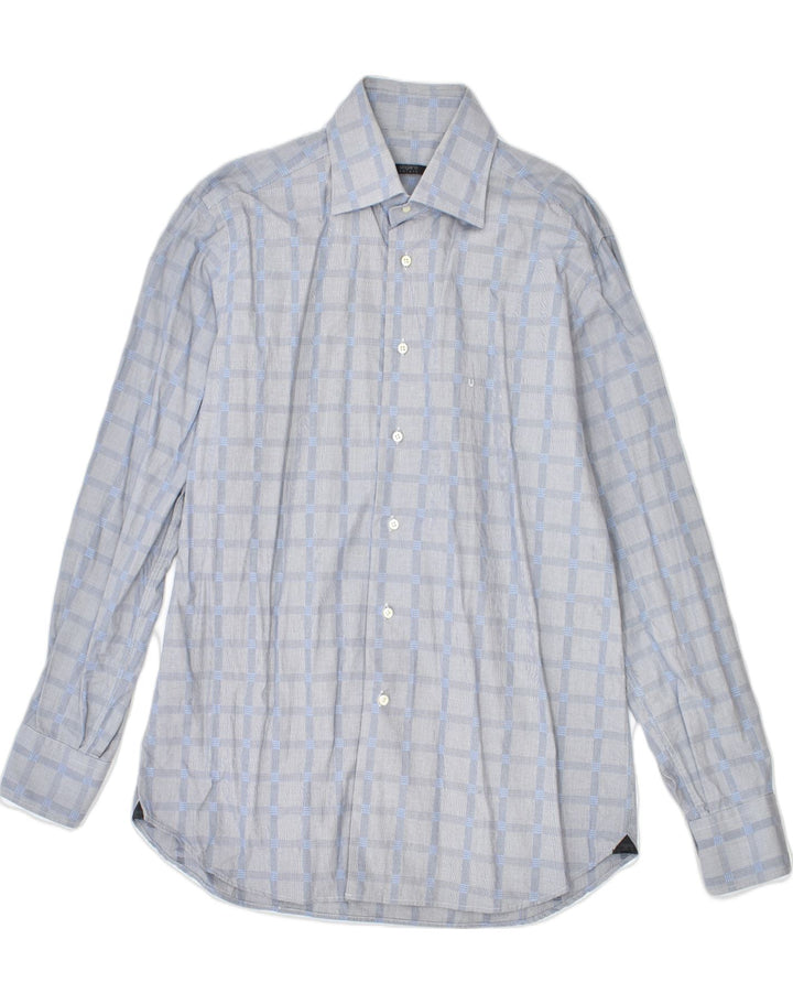 UNGARO Mens Shirt Size 42 16 1/2 Large Grey Check Cotton | Vintage | Thrift | Second-Hand | Used Clothing | Messina Hembry 
