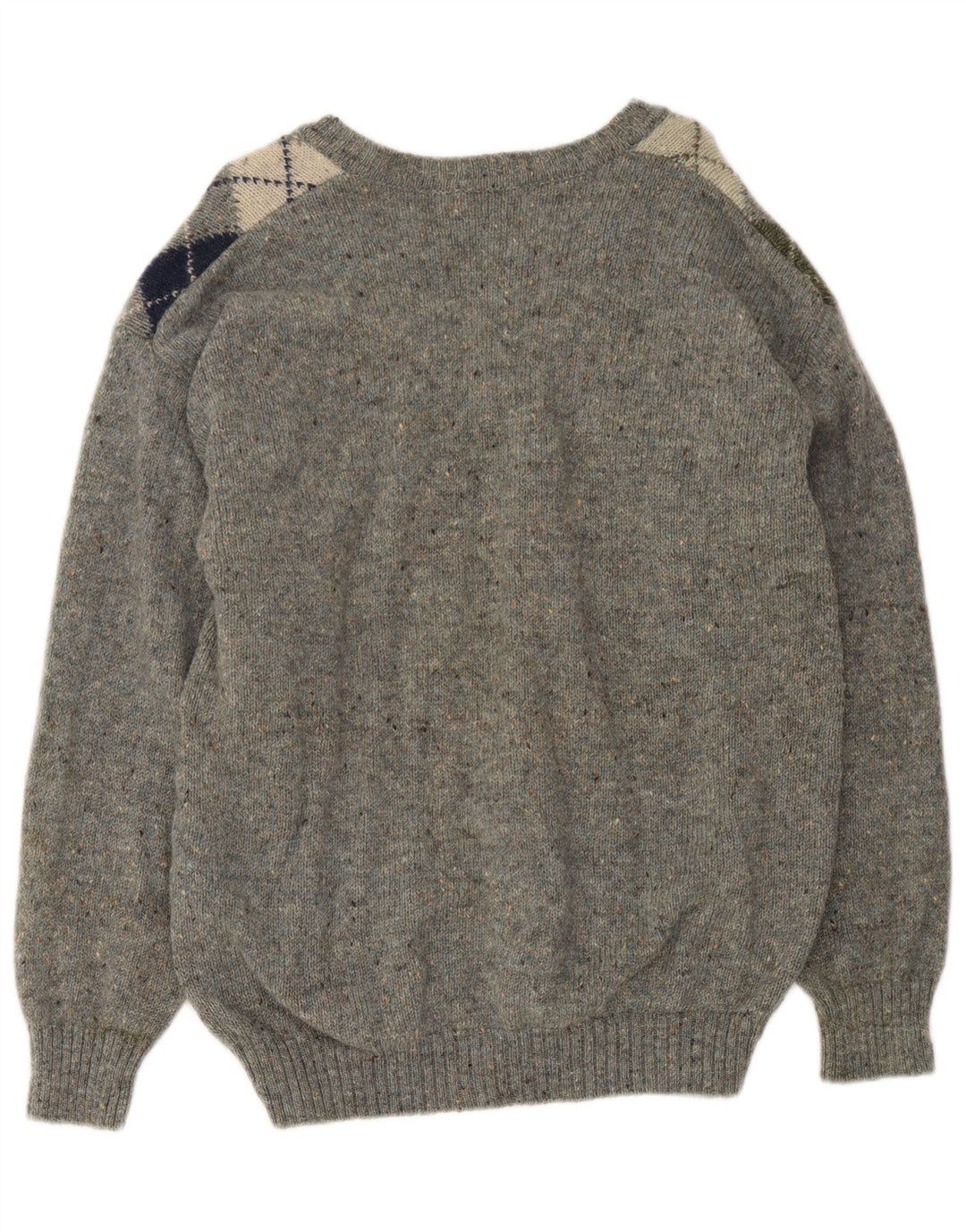 Vintage Herre V-hals sweater Medium Grey Argyle/Diamond Virgin Wool