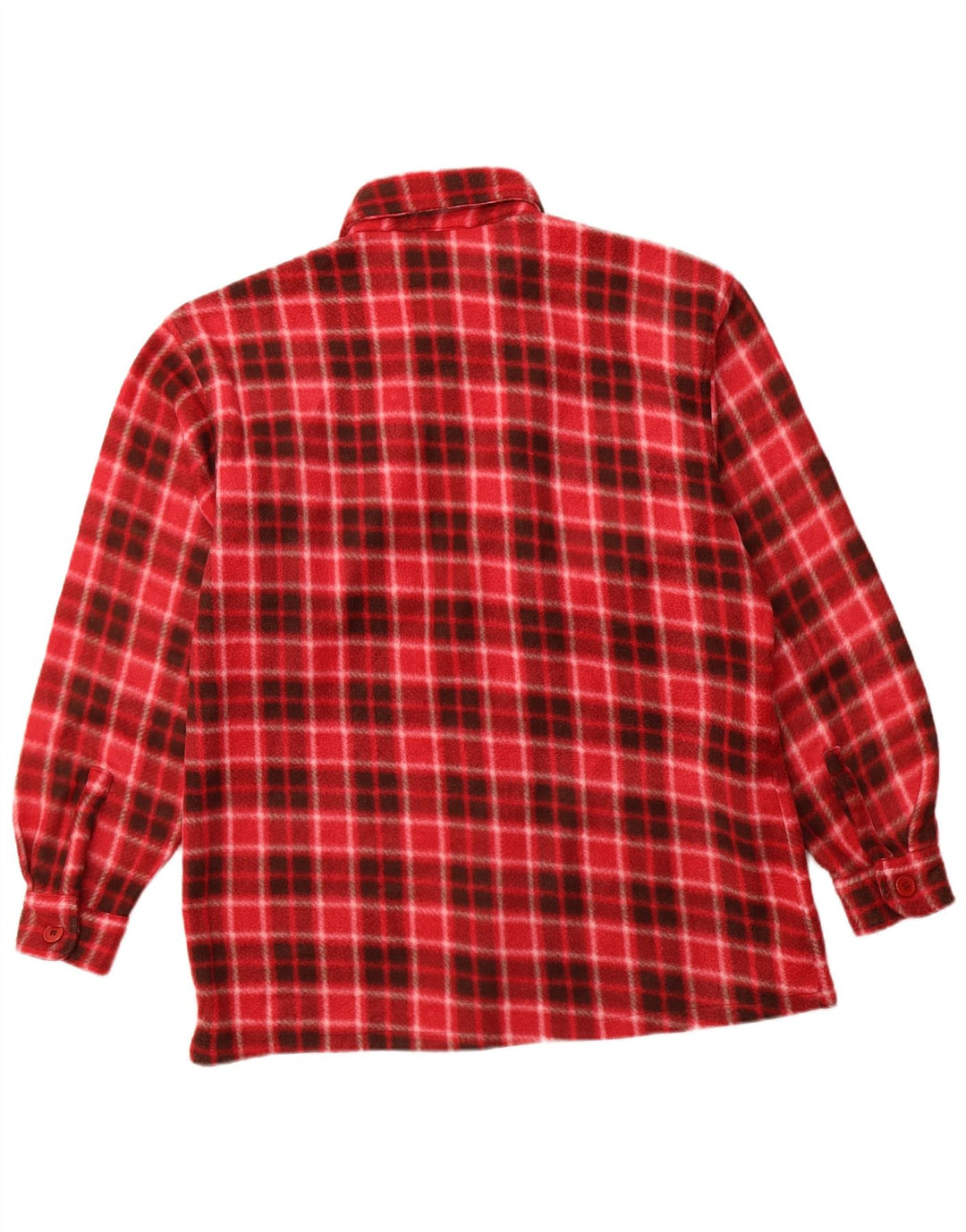 VINTAGE Fleeceskjorte til mænd Stor rødternet polyester
