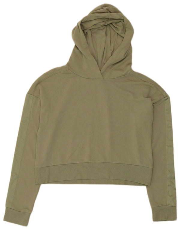 Topshop Dame Crop Hoodie Jumper UK 10 Small Green Polyester