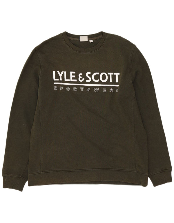 Lyle & Scott Mens Graphic Sweatshirt Jumper Medium Khaki Cotton
