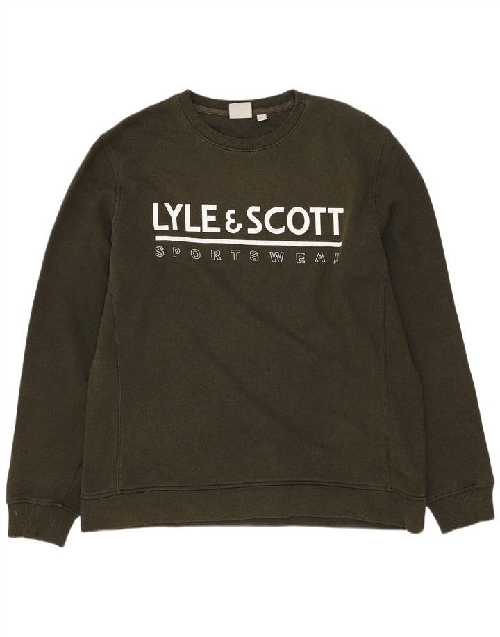Lyle & Scott Herre Grafisk Sweatshirt Jumper Medium Khaki Bomuld