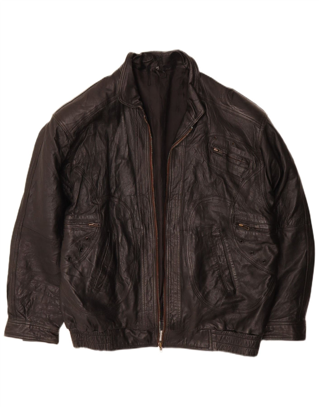 Vintage Herre Læderjakke UK 38 Medium Sort Læder