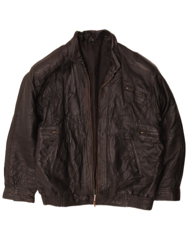 Vintage Herre Læderjakke UK 38 Medium Sort Læder
