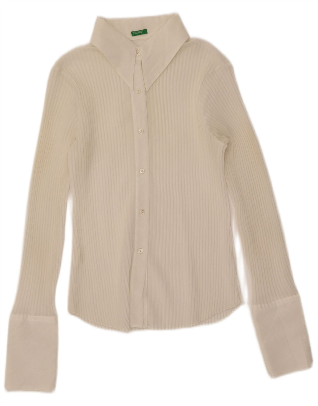 Benetton Dame Se Through Oversized Skjorte UK 6 XS Off White Polyester