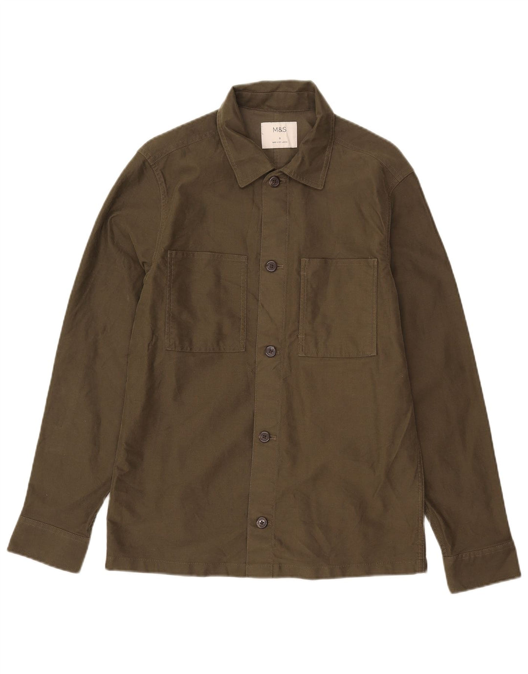 Marks & Spencer Herre Overshirt Skjorte Lille Khaki Bomuld