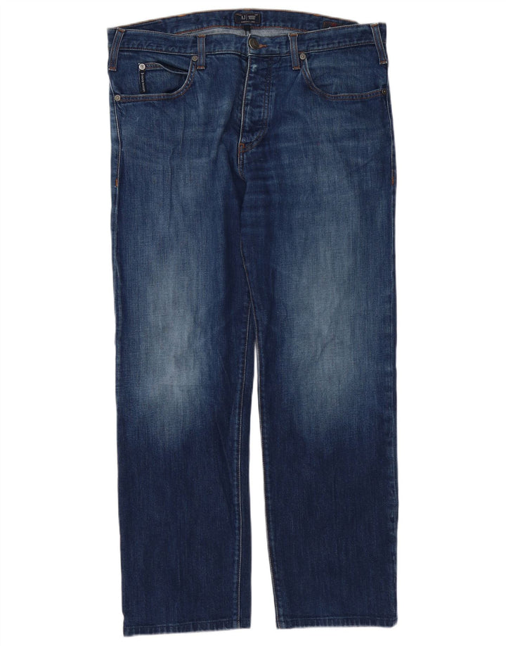 Armani Herre Regular Straight Jeans W36 L30 Blå Bomuld