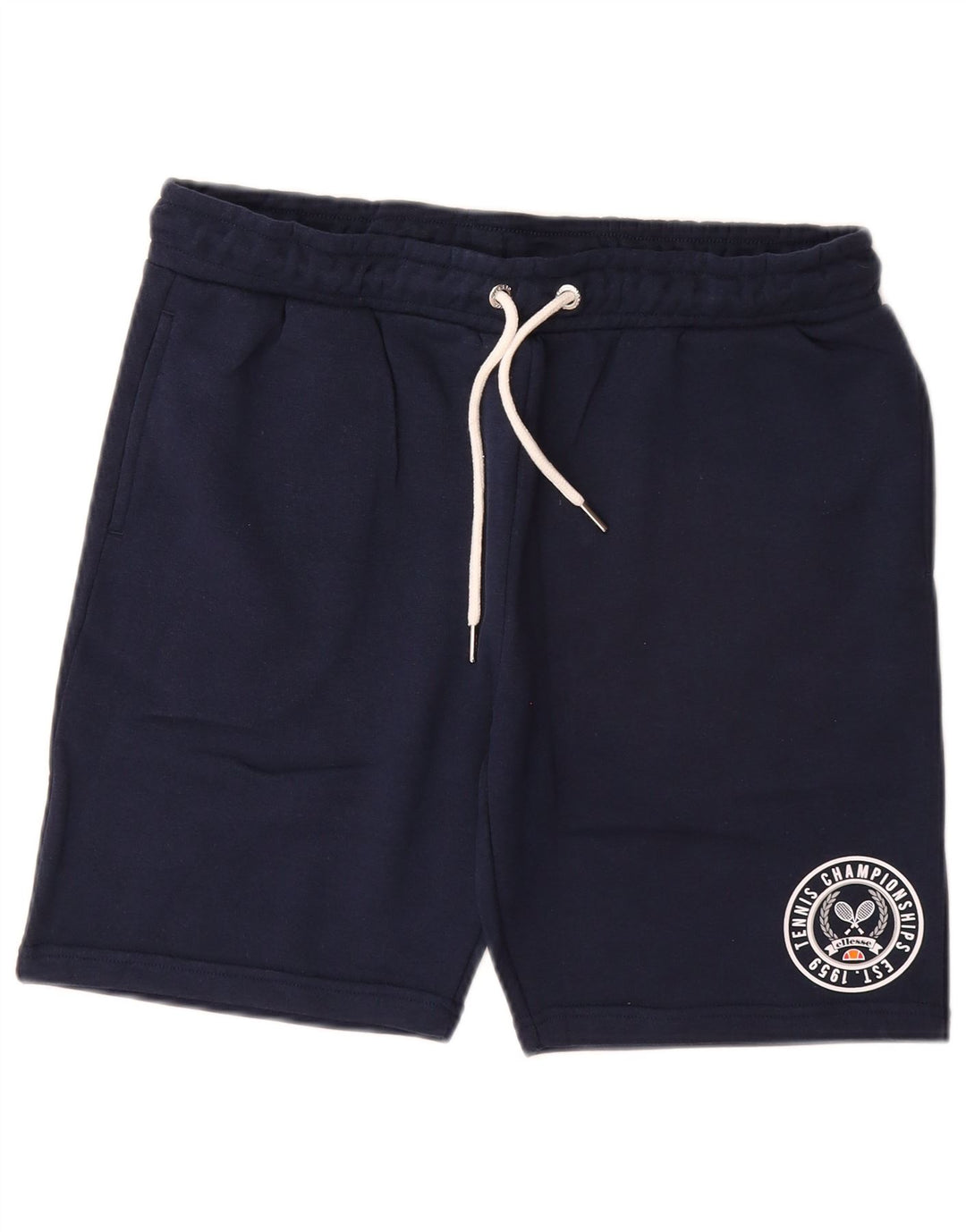 ELLESSE Mens Graphic Sport Shorts Small  Navy Blue Cotton