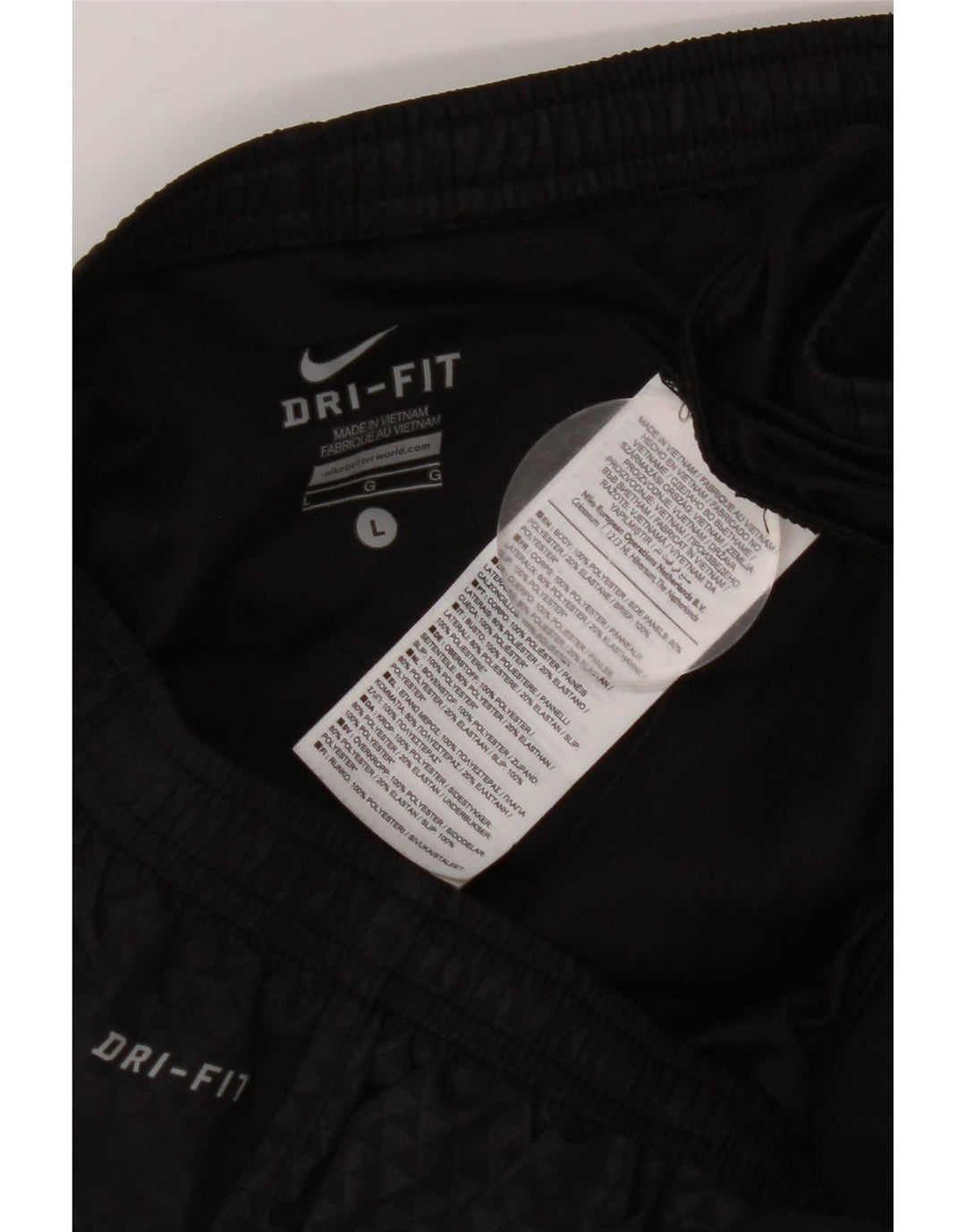 Nike Dame Dri Fit Sport Shorts UK 16 Large Sort Geometrisk Polyester