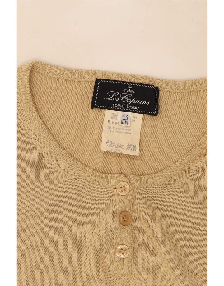 Les Copains Dame Longline Button Neck Jumper Sweater IT 44 Medium Beige