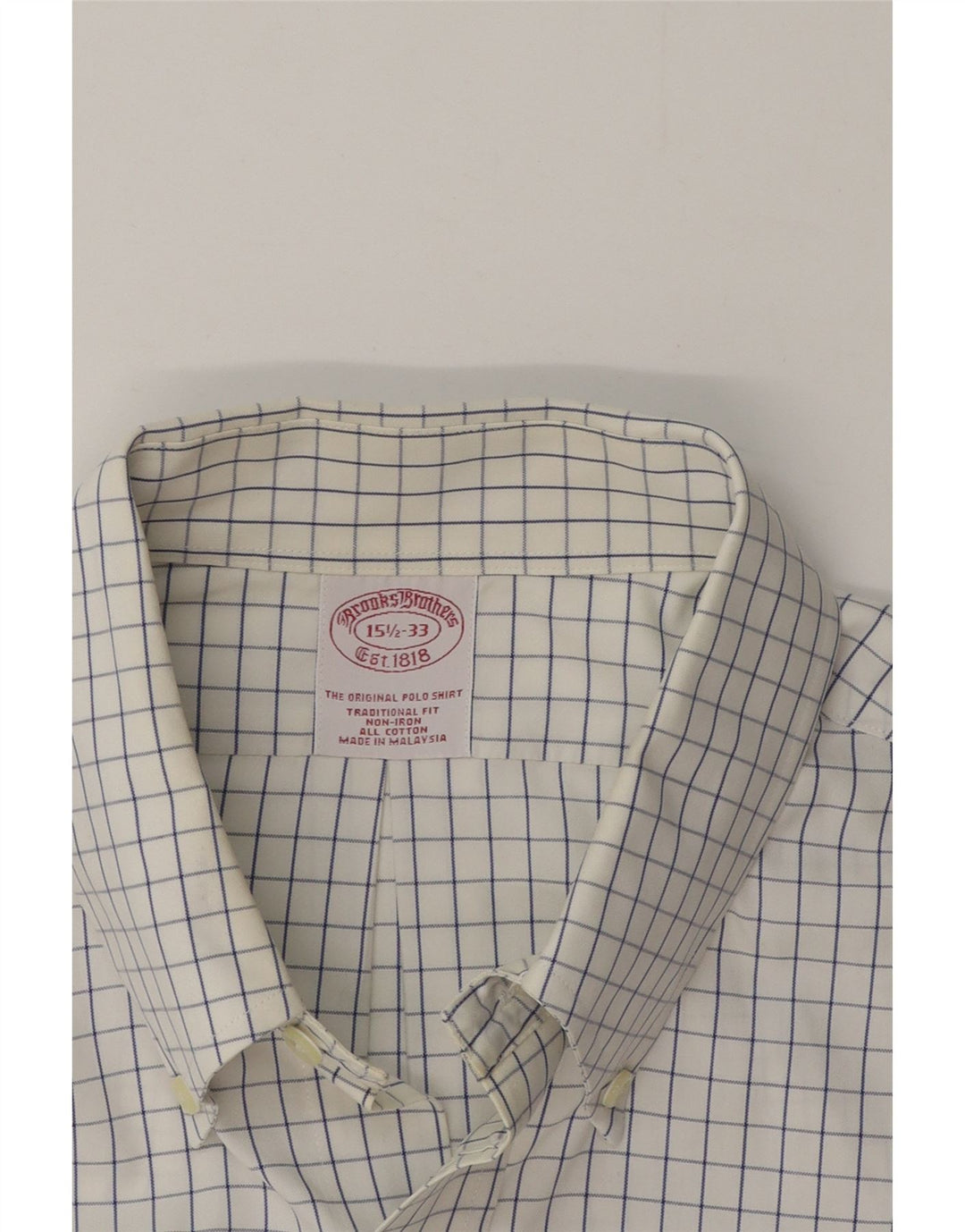 Brooks Brothers Herre Traditional Fit skjorte størrelse 15 1/2 Medium White Check