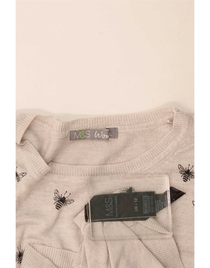Marks & Spencer Dame Boat Neck Jumper Sweater UK 12 Medium Grey