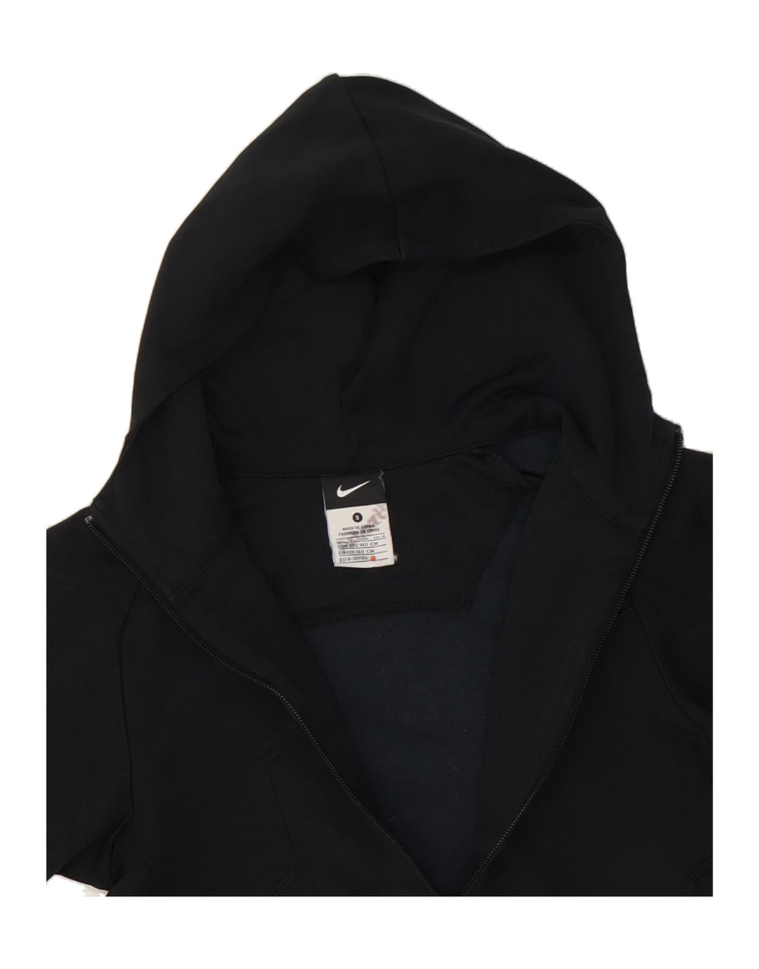 NIKE Boys Zip Hoodie Sweater 8-9 Years Small Black Polyester Vintage Nike and Second-Hand Nike from Messina Hembry 