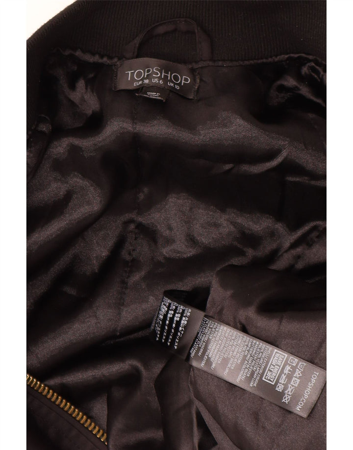 Topshop Dame Oversized Bomber Jacket UK 10 Small Black Polyester