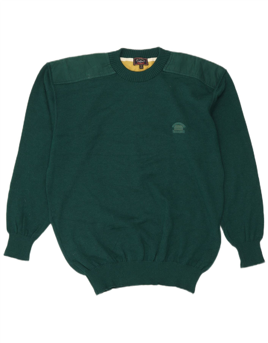 Vintage herre rund hals sweater stor grøn jomfru uld