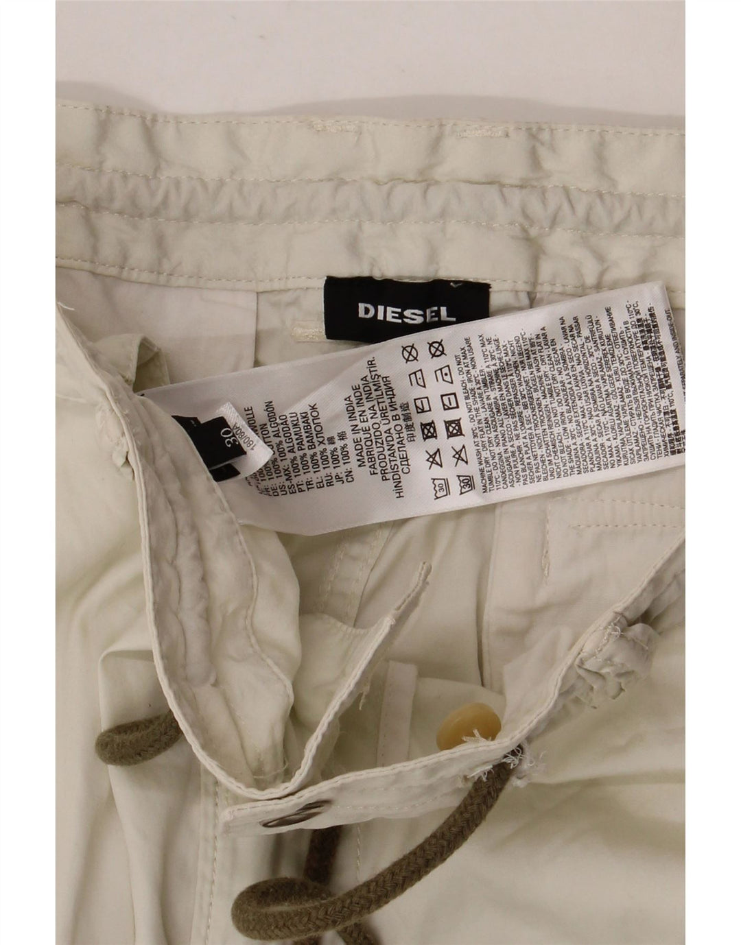 Diesel Herre Cargo Shorts W30 Medium Off White Bomuld