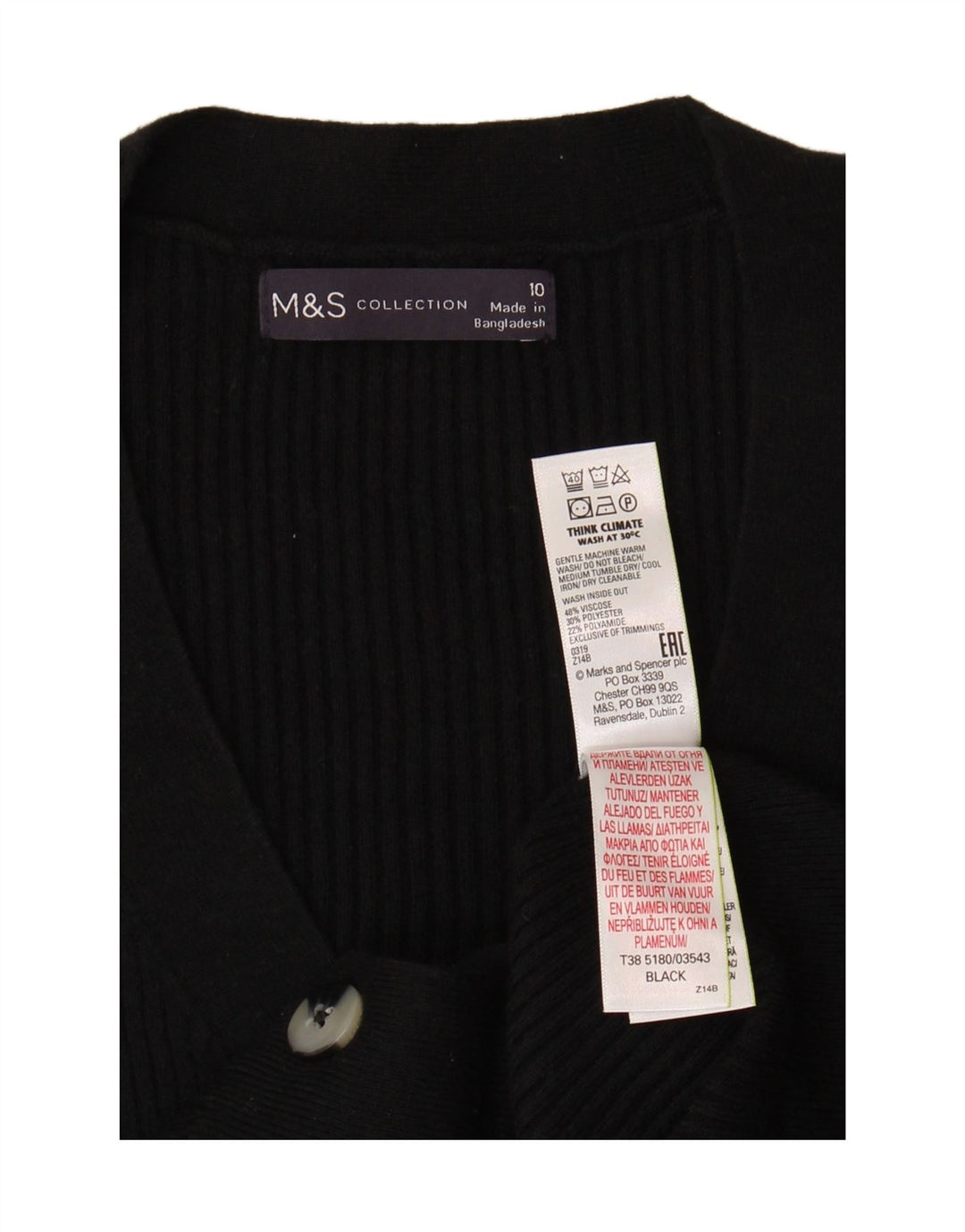 Marks & Spencer Dame Cardigan Sweater UK 10 Small Black Viscose