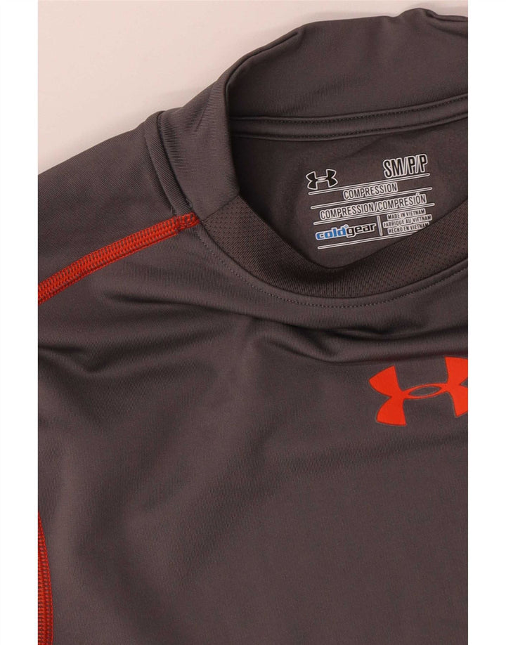 Under Armour Herre Cold Gear Grafisk Top Langærmet Lille Grå Polyester