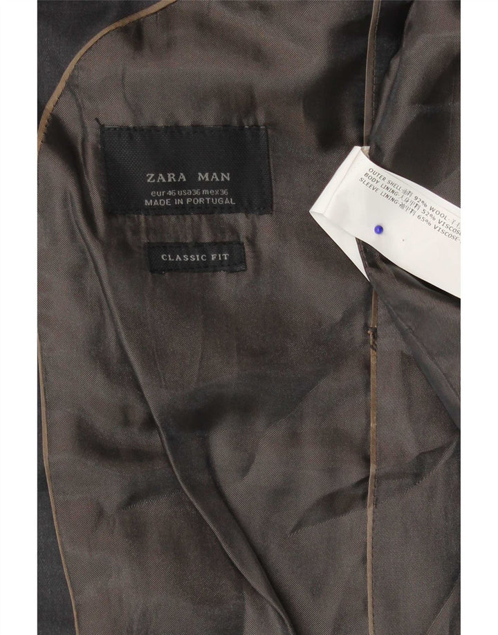Zara Herre 2 Buttons Classic Fit Blazer Jacket EU 46 Small Grey Uld