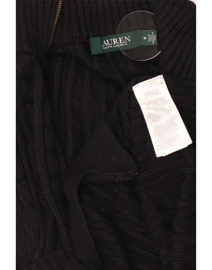 Ralph Lauren Dame Cardigan Sweater UK 14 Medium Sort Bomuld