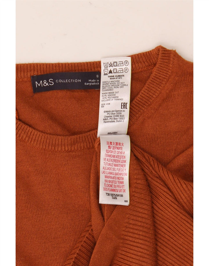 Marks & Spencer Dame Crop Crew Neck Jumper Sweater UK 8 Small Brown