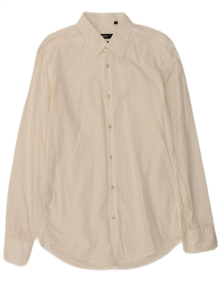 Hugo Boss Herre Slim Fit Skjorte Størrelse 38 15 Medium Hvid Bomuld