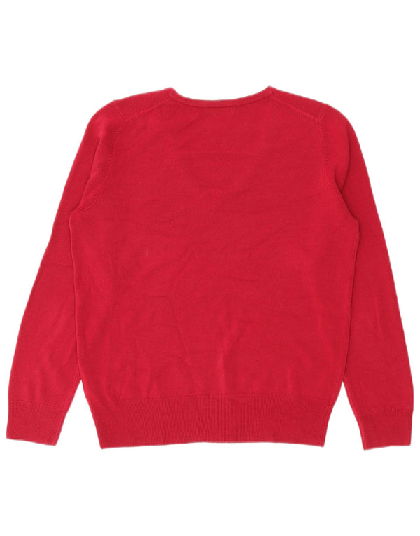 Marks & Spencer Dame V-hals sweater UK 12 Medium Pink Akryl