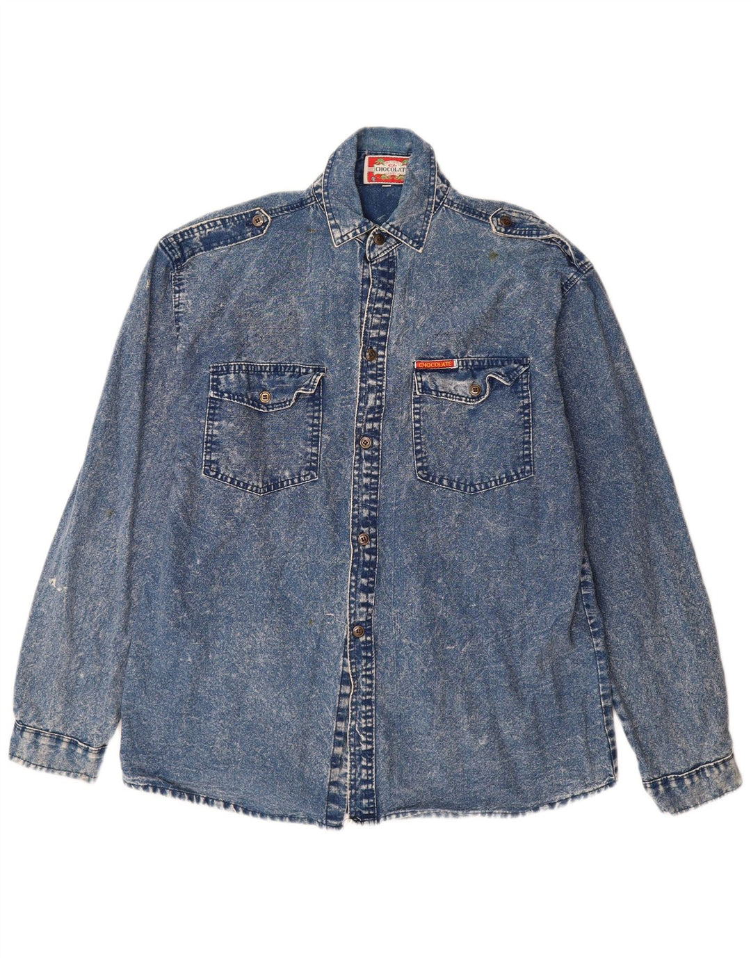 VINTAGE Mens Denim Shirt Medium Blue