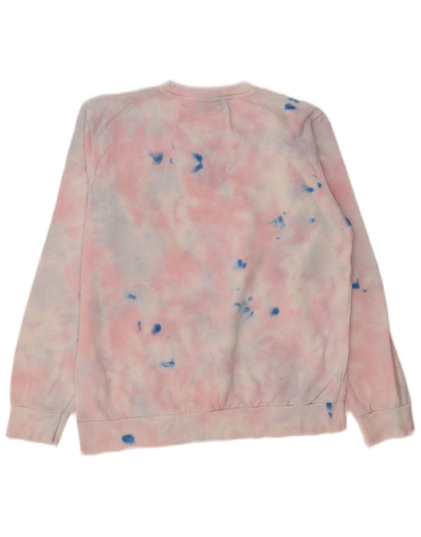 Ellesse Womens Grafisk Sweatshirt Jumper UK 12 Medium Pink Tie Dye Bomuld