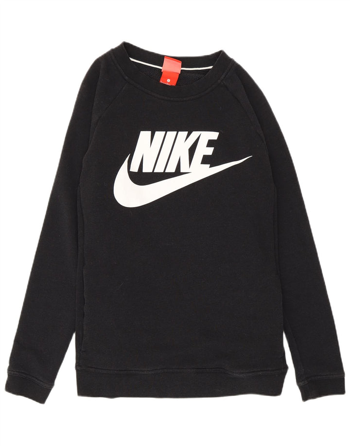 Nike Dame Grafisk Sweatshirt Jumper UK 10 Small Black Bomuld