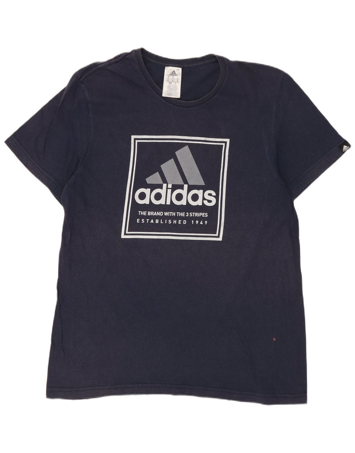 Adidas Herre grafisk T-shirt Top Medium Navyblå Bomuld