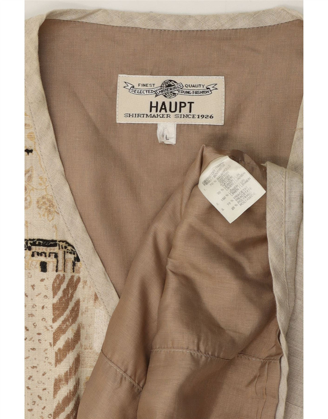 Haupt Herre Grafisk Vest Stor Beige Patchwork Bomuld
