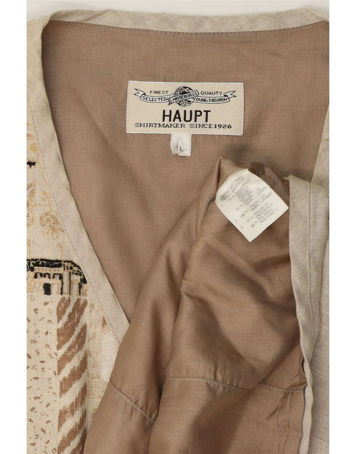 Haupt Herre Grafisk Vest Stor Beige Patchwork Bomuld