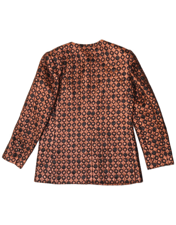 Vintage dame 6-knaps blazerjakke IT 44 Medium Brun Geometrisk