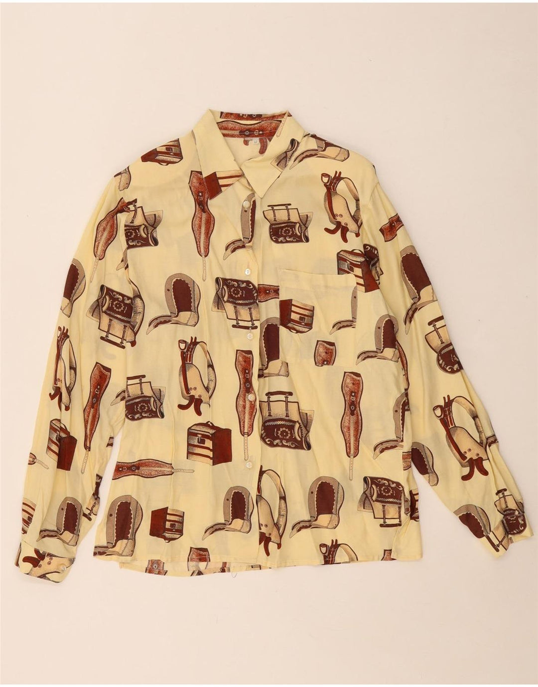 VINTAGE Dame Oversized skjortebluse UK 14 Medium Off White