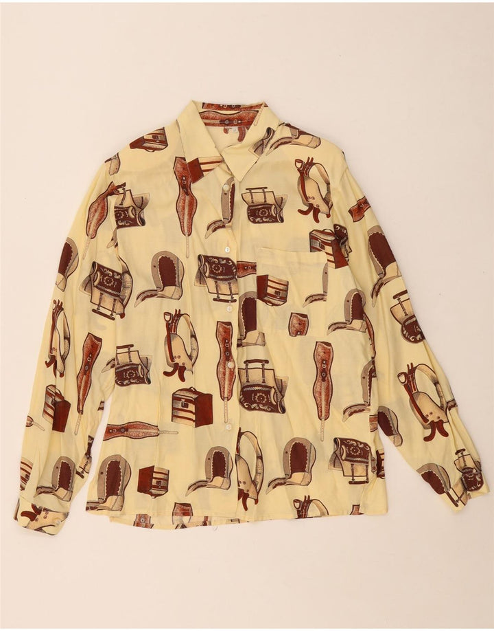 VINTAGE Dame Oversized skjortebluse UK 14 Medium Off White