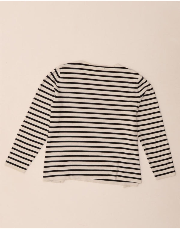 Cos Dame Crop Top Langærmet UK 10 Lille hvid stribet bomuld