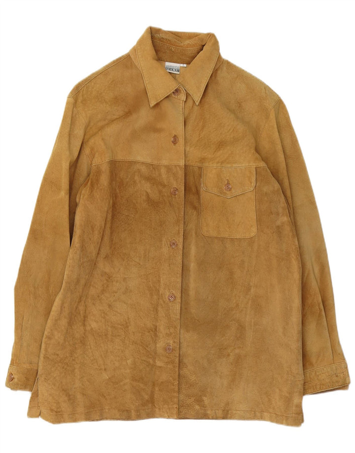 Andrea Mare Dame Overshirt Ruskindsskjorte UK 16 Large Beige Læder