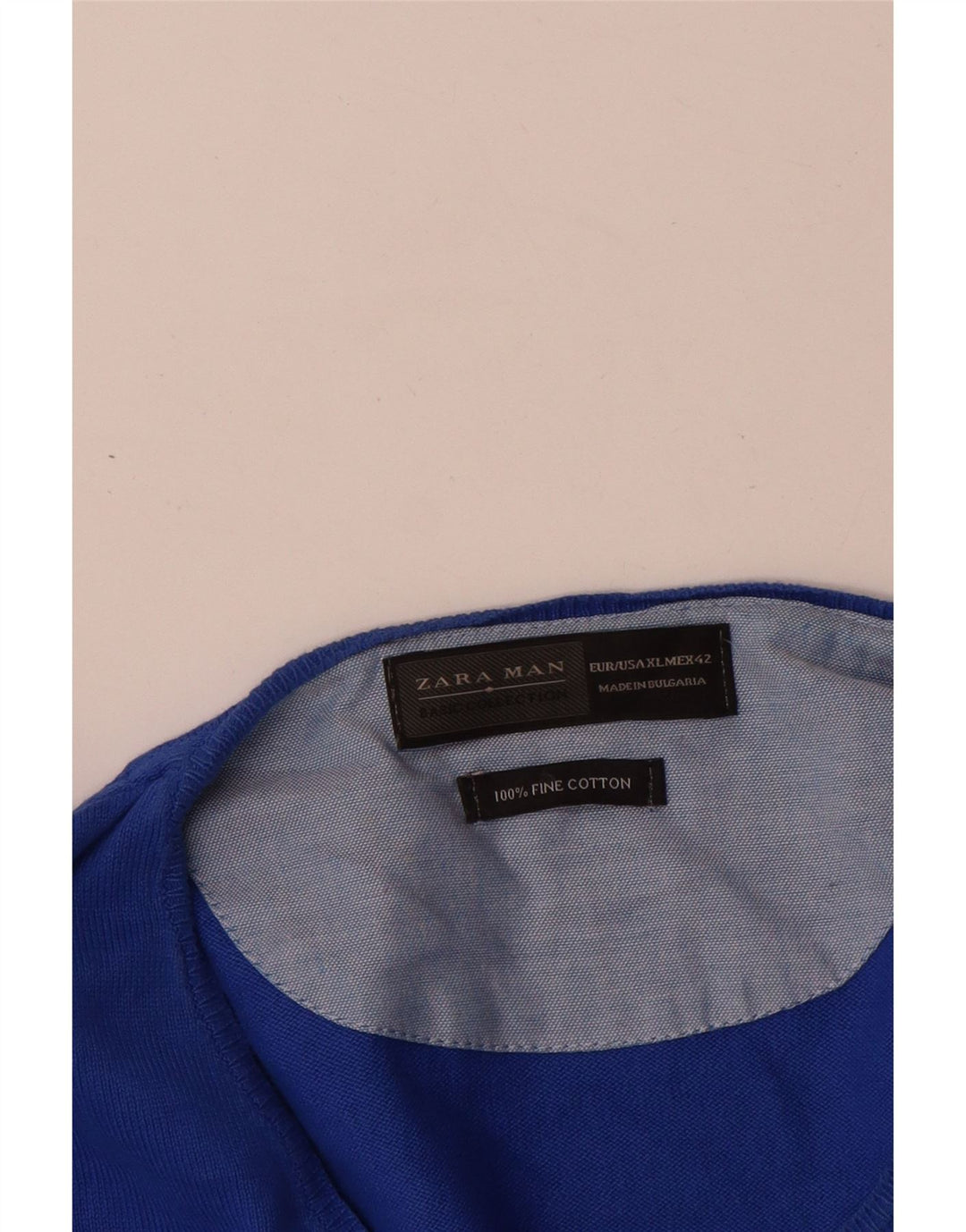 Zara Herre sweater med rund hals XL blå bomuld