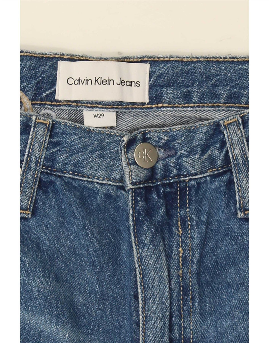 Calvin Klein Dames Distressed Denim Shorts W29 Medium Blue Cotton