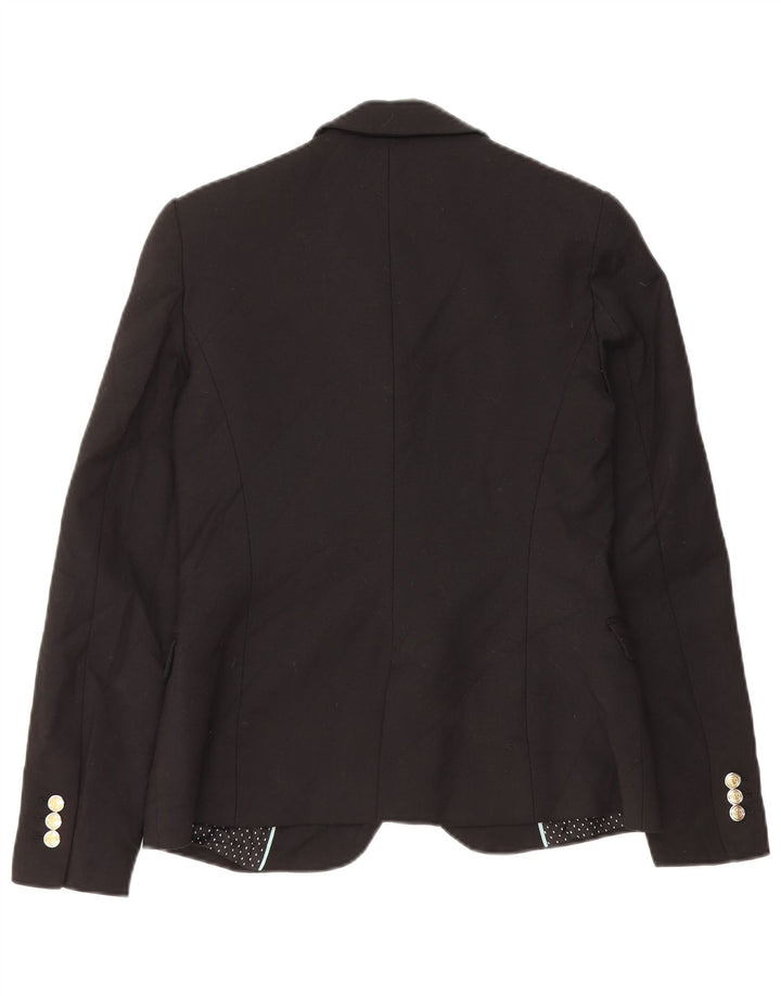 Zara Dame 1 Knap Blazer Jacket UK 10 Small Black Bomuld