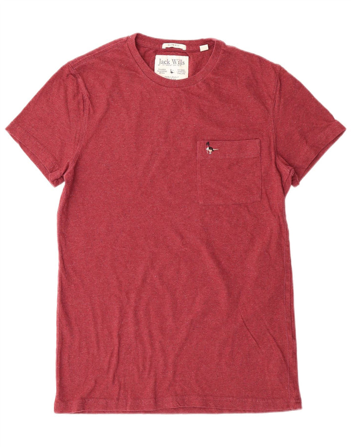 JACK WILLS Mens Slim Fit T-Shirt Top Small Maroon Cotton
