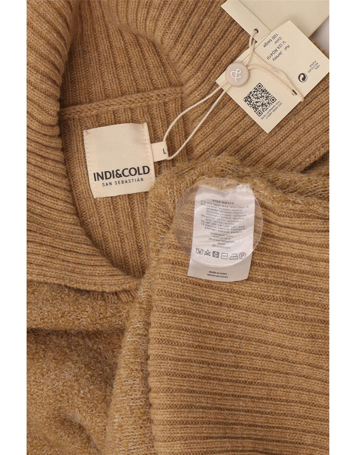Indi & Cold Womens Oversized Polo Neck Jumper Sweater UK16 Stor Beige Uld