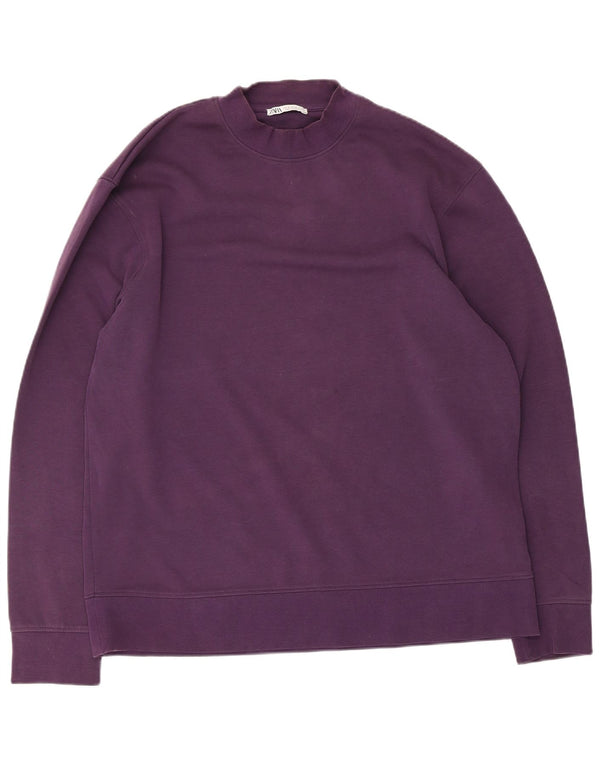 Zara Dame Sweatshirt Jumper UK 18 XL Lilla Bomuld