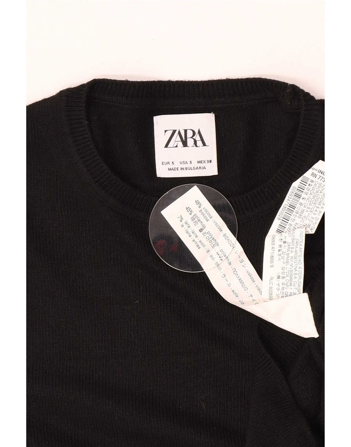 Zara Herre trøje med rund hals, lille sort viskose
