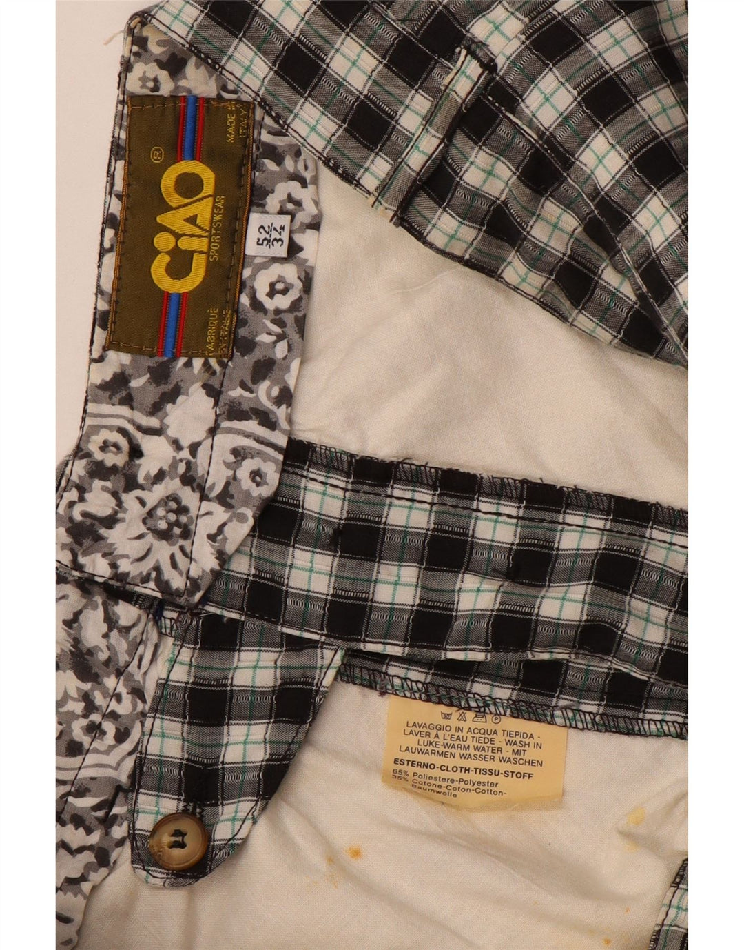 Ciao Herre Pegged Chino Bukser IT 52 XL W34 L31 Sort Gingham Polyester