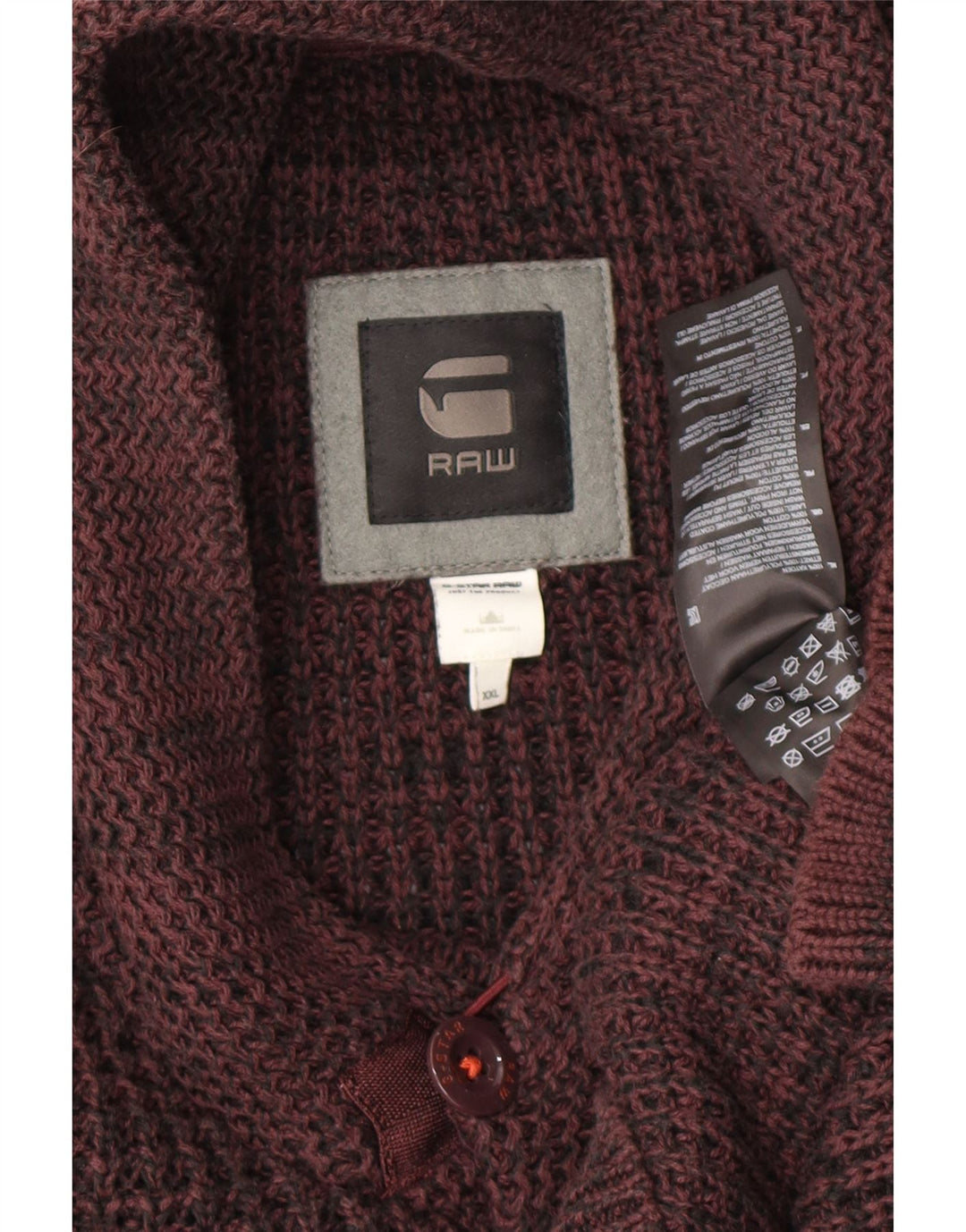 G-Star Herre Shawl Neck Jumper Sweater 2XL rødbrun bomuld