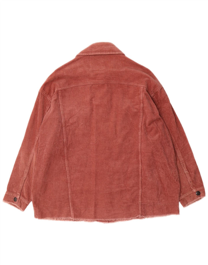 Zara Dame Oversized Corduroy Jacket UK 14 Medium Pink Bomuld