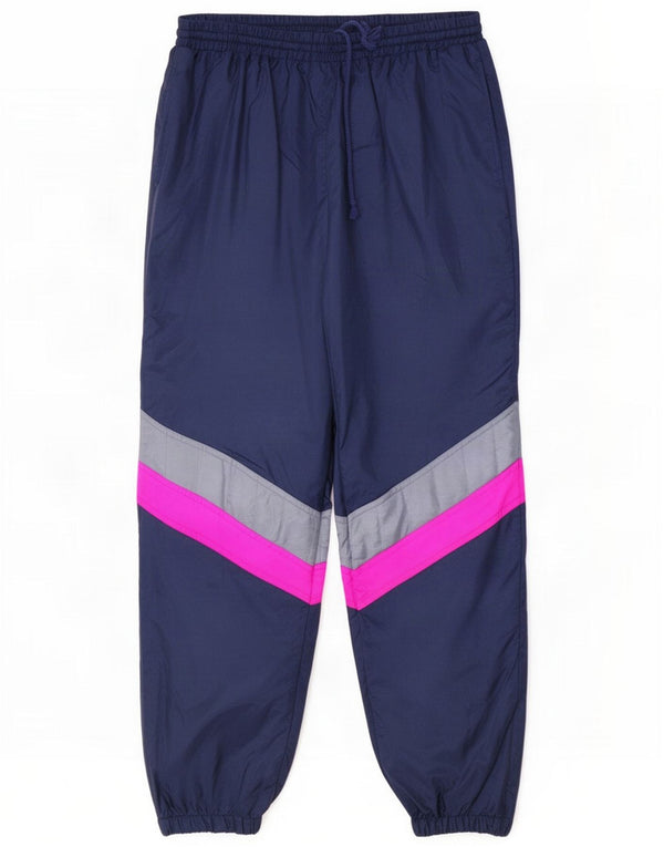 Vintage Træningsdragt bukser til mænd Joggers Medium Navy Blue Colourblock Nylon