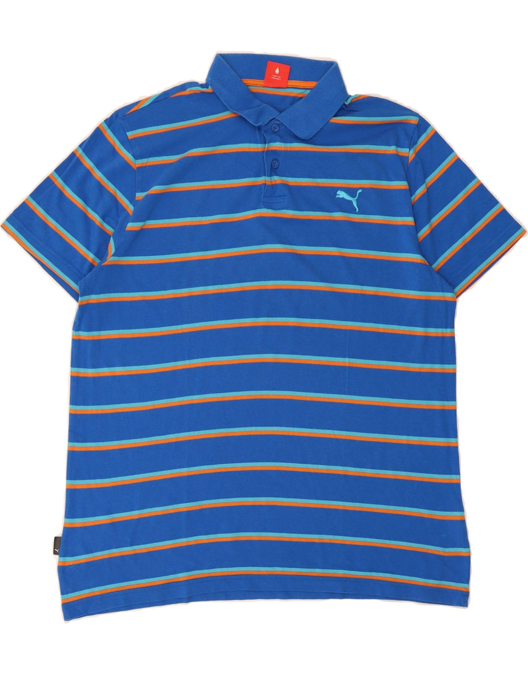 PUMA Mens Polo Shirt XL Blue Striped Vintage Puma and Second-Hand Puma from Messina Hembry 